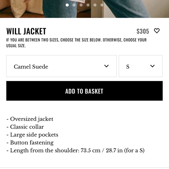 Sezane Camel Suede Jacket - Picture 5 of 5